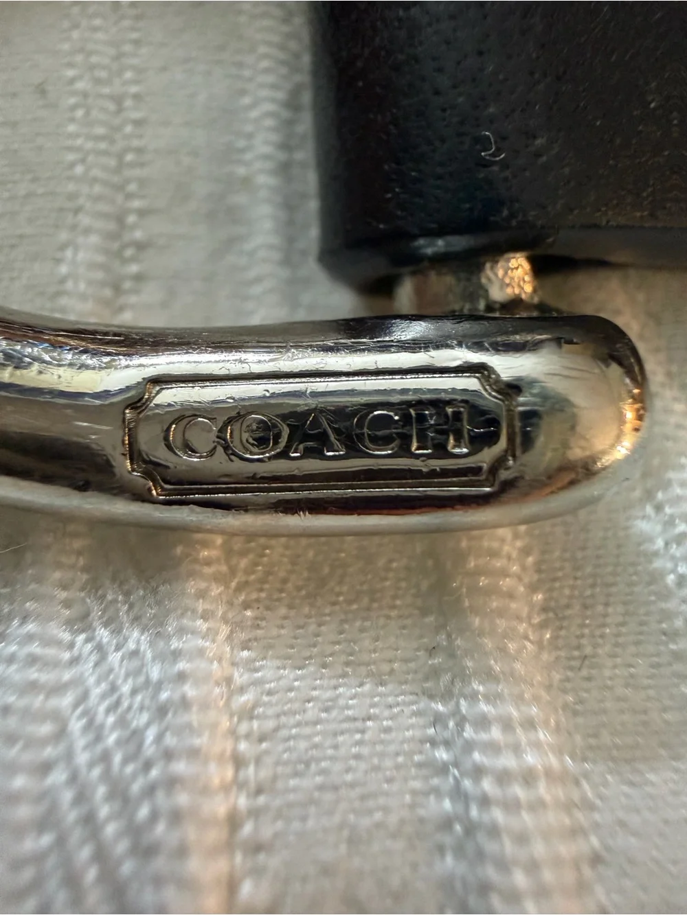 Vintage Coach Black Leather Belt with Silver D-Ring Buckle